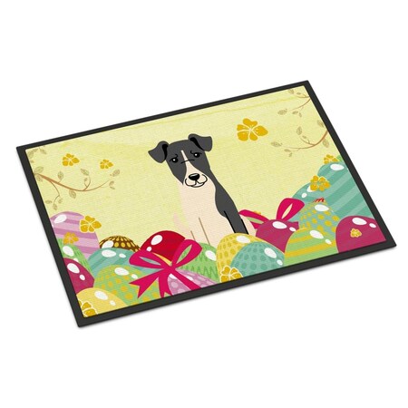 Carolines Treasures 18 x 27 in. Easter Eggs Smooth Fox Terrier Indoor or Outdoor Mat BB6098MAT